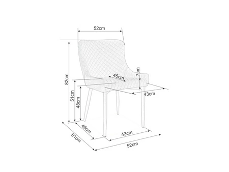 Colin grau gepolsterter Stuhl moderner und funktioneller Esszimmerstuhl mit Metallbeinen