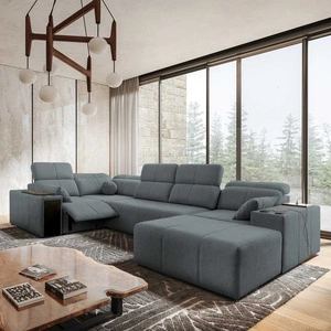 Ecksofa mit Schlaffunktion Tesalia IV Lux grau rechte Seite stilvolles Ecksofa mit ausziehbarem Fußteil und Schiebefunktion der Rückenlehne