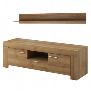 RTV Schrank Neba 155 cm Eiche riviera mit Regal Originalfarben groß für Wohnzimmer oder Sitzungssaal