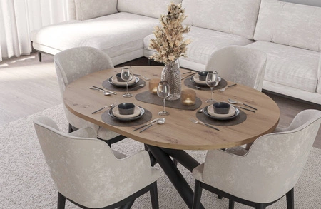 Lyon Tisch 100x138 cm artisan Eiche / schwarz stilvoller Esstisch auf Designer Spider Beinen höhenverstellbar