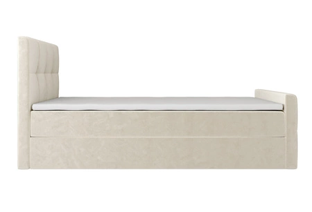 Boxspringbett Manhattan 100x200 beige Bett im modernen skandinavischen Stil mit gepolstertem Kopf- und Fußteil Bett mit Staukasten