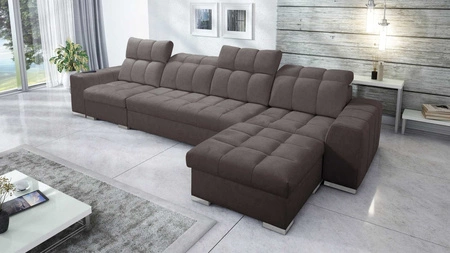 Ecksofa mit Schlaffunktion Luigi XII braun rechte Seite stilvolles Ecksofa für das Wohnzimmer in einer minimalistischen und eleganten Ausführung