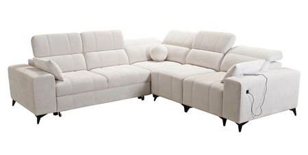 Ecksofa mit Schlaffunktion Penejos III creme rechte Ecke äußerst bequemes und praktisches Ecksofa für das Wohnzimmer zwei Container für Bettzeug