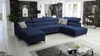 Ecksofa mit Schlaffunktion Savona VI blau links elegantes und bequemes Ecksofa für Wohnzimmer mit zwei Bettkästen