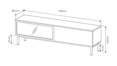 RTV Clovis 180 cm schwarz / Eiche evoke praktischen und stilvollen Schrank mit Glasfront mit LED-Beleuchtung bereichert