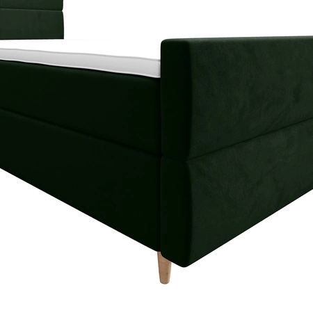 Boxspringbett Benet 100x200 flaschengrün im modernen skandinavischen Stil mit gepolstertem Kopf- und Fußteil Bett mit Staukasten