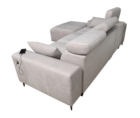 Ecksofa mit Schlaffunktion Castel grau braun linksseitig komfortables und stilvolles Ecksofa mit Bettkasten