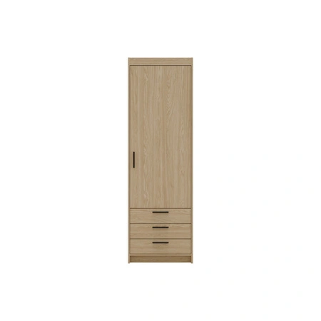 Kleiderschrank Rene 60 cm Eiche geölt modernes Design und ABS veredelte Kantenleisten perfekter Kleiderschrank für Schlafzimmer geräumige Schubladen