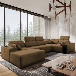 Ecksofa mit Schlaffunktion Tesalia IV braun links bequemes Ecksofa für das Wohnzimmer mit innovativer Schiebefunktion der Rückenlehne