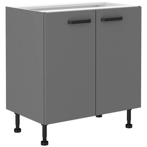 Stehender Küchenschrank mit Regal Verdi 80 D 2F BB feuchtigkeits- und beschädigungsbeständiger Schrank schwarze Metallgriffe