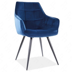 Lilia gepolsterter Stuhl navy blau moderner und funktioneller Eimerstuhl mit Metallbeinen