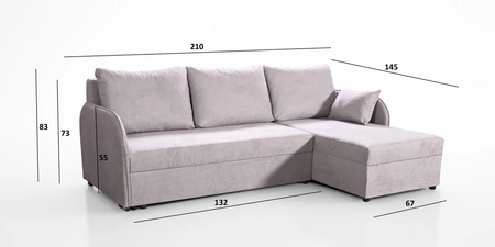 Ecksofa mit Schlaffunktion Orsa hellgrau Universal Ecksofa mit interessantem Design strapazierfähiger Veloursstoff