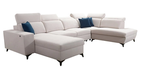 Ecksofa mit Schlaffunktion Kelly Sleek VI hellbraun linke Seite modernes Design Ecksofa für Wohnzimmer mit verstellbaren Kopfstützen