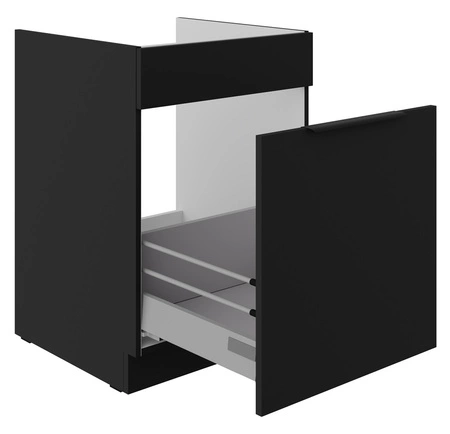 Küchenspülenschrank mit Schublade Schwarz 60 ZL 1S BB Kantengriffe feuchtigkeits- und beschädigungsbeständiger Schrank