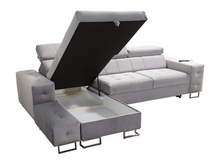 Ecksofa mit Schlaffunktion Hampton quartz pink linke Seite stilvolle Steppung auf dem Sitz weicher Polsterstoff Ecksofa mit Verlängerung