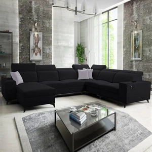 Ecksofa mit Schlaffunktion Kelly Sleek VIII schwarz linke Seite stilvolle für Wohnzimmer bietet Komfort beim Entspannen