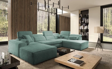 Ecksofa mit Schlaffunktion Viano VI patiniert links Design-Ecksofa für moderne Einrichtungen zwei Container für Bettzeug