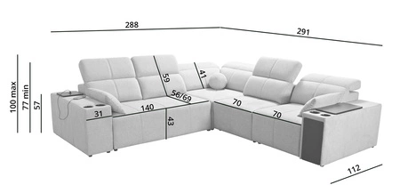 Ecksofa mit Schlaffunktion Tesalia III beige rechtsseitiges Komfort-Ecksofa mit verschiebbarer Rückenlehne zwei Container für Bettzeug