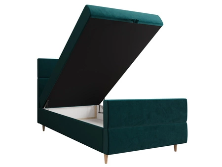 Boxspringbett Benet 120x200 türkis im modernen skandinavischen Stil mit gepolstertem Kopf- und Fußteil Bett mit Staukasten
