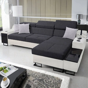 Ecksofa mit Schlaffunktion Alcamo graphit/weiß rechts elegantes Ecksofa mit einer ausziehbaren praktischen Schublade an der Seite des Möbels