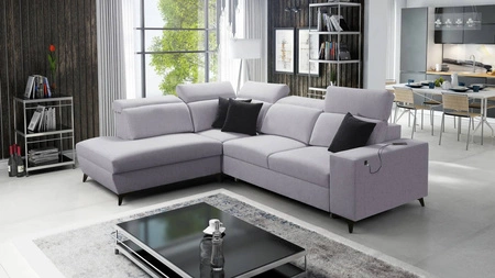 Ecksofa mit Schlaffunktion Kelly Sleek VII grau Esche links geflochten bequem und funktionell Ecksofa für Wohnzimmer