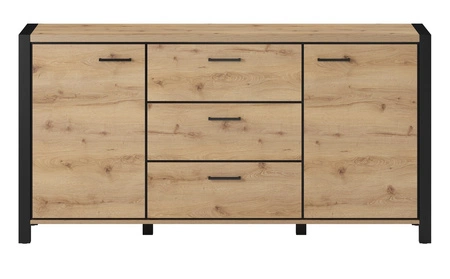 Kommode Aktiv 180 cm Eiche taurus/schwarz stylisches Design Kommode im Industriestil schwarze Metallgriffe