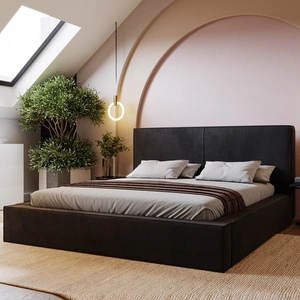 Polsterbett Belli 180x200 schwarz stilvolles Bett mit Bettzeugablage komfortables Kopfteil besticht durch sein elegantes Design