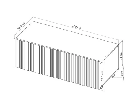 RTV Schrank Colder 100 cm Eiche Handwerker mit der Möglichkeit der Aussetzung stilvolle geriffelte Front elegante Form der Möbel in einem modernen Stil