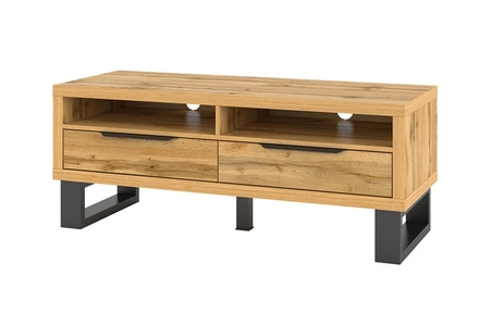 TV Schrank Halle 124 cm Eiche wotan modernes Design geräumige Schubladen Loft-Stil RTV Schrank auf einem Metallrahmen unterstützt