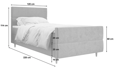 Boxspringbett Benet 120x200 schwarz im modernen skandinavischen Stil mit gepolstertem Kopf- und Fußteil Bett mit Staukasten