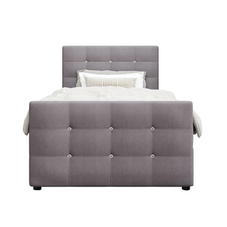 Boxspringbett Kansas 90x200 grau Bett im modernen skandinavischen Stil mit gepolstertem Kopf- und Fußteil