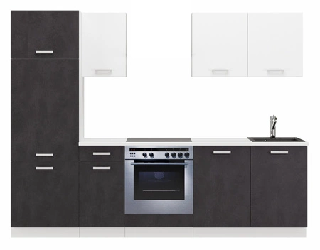 Das Küchenset Toni 260 cm weiß / matera passt hervorragend in klassische Einrichtungen