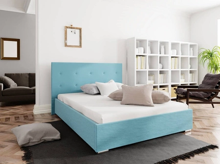 Bejar gepolstertes Bett 140x200 blau mit modernem Kopfteil ideal für Schlafzimmer