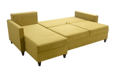 Ecksofa mit Schlaffunktion Terni grau grau Esche linke Ecke praktisches und funktionelles Sofa mit geräumigen Behältern für Bettzeug