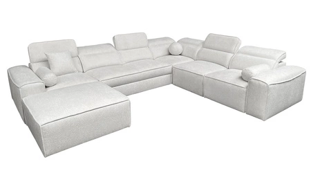 Ecksofa mit Schlaffunktion Viano VIII creme links modernes Ecksofa mit interessantem Design Container für Bettzeug