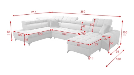 Ecksofa mit Schlaffunktion Bolmso VI beige rechtsseitiges bequemes Ecksofa mit verstellbaren Kopfstützen Ziersteppung auf der Sitzfläche