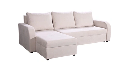 Ecksofa mit Schlaffunktion Scarlo beige universal in Positionierung Ecksofa für Wohnzimmer aus strapazierfähigem Veloursstoff