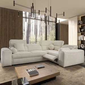 Ecksofa mit Schlaffunktion Viano II Lux creme rechtshändiges Designer-Ecksofa für das Wohnzimmer mit komfortablem ausziehbarem Fußteil