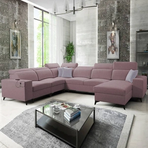 Ecksofa mit Schlaffunktion Kelly Sleek VIII lavendel rosa rechte Seite stilvolle Ecksofa für Wohnzimmer bietet Komfort beim Entspannen