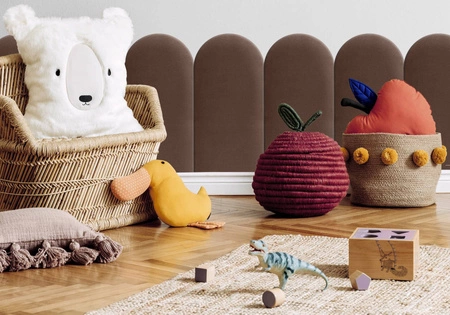 Wally gepolstertes Paneel 30x60 cm braun stilvolles Wandpaneel Zaun Veloursstoff modisches Finish für jede Einrichtung