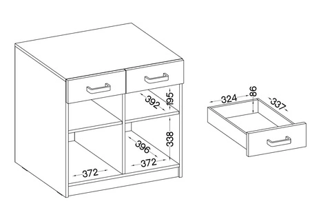 Makana 80 cm Eiche handwerkliche Schubladenkommode funktionelles Möbelstück für Büro, Arbeitszimmer oder Jugendzimmer