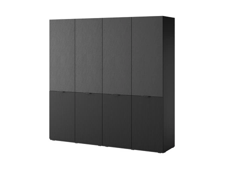 Kleiderschrank Sandbox 202 cm schwarz eleganter und funktioneller Schrank mit geriffelten Fronten ein Möbelstück aus der modularen Kleiderschrankkollektion