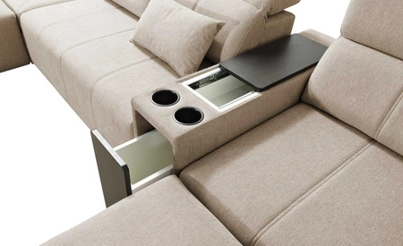 Ecksofa mit Schlaffunktion Tesalia V grün rechts Komfort-Ecksofa mit Schublade und Schiebefunktion der Rückenlehne