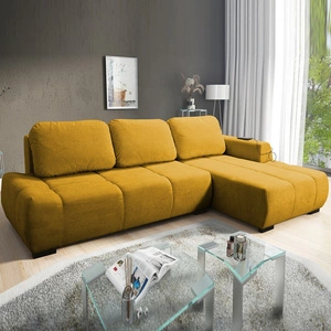 Ecksofa mit Schlaffunktion Sanfte gelbe rechte Seite stilvolles Design Ecksofa-Bett zeichnet sich durch seine abgerundete Form aus