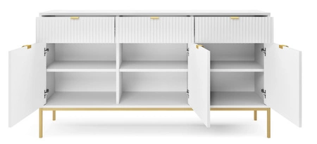 Möbel Set Lovro weiß modernes Design Schrankwand mit Gold Metall Zubehör Möbel für Wohnzimmer oder Wohnzimmer bereichert