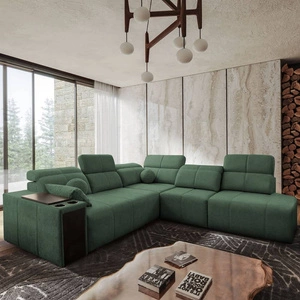 Ecksofa mit Schlaffunktion Tesalia IX mint rechte Ecke modernes Design komfortable Schiebelehne Schublade in der Seite des Möbels