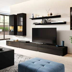 Der Hängeschrank Athen in schwarzem Glanz und modernem Design passt perfekt in jede Einrichtung