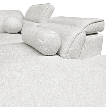 Ecksofa mit Schlaffunktion Viano X creme linke Seite Designer-Ecksofa für Wohnzimmer in modernem Stil verstellbare Kopfstützen