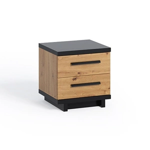 Nachttisch mit Schubladen Simi Eiche artisan / schwarz minimalistisches Design einfache Form ideale Schlafzimmer Tisch