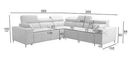 Ecksofa mit Schlaffunktion Castel III hellbraun rechts Ecksofa mit zwei Bettkästen verstellbare Kopfstützen